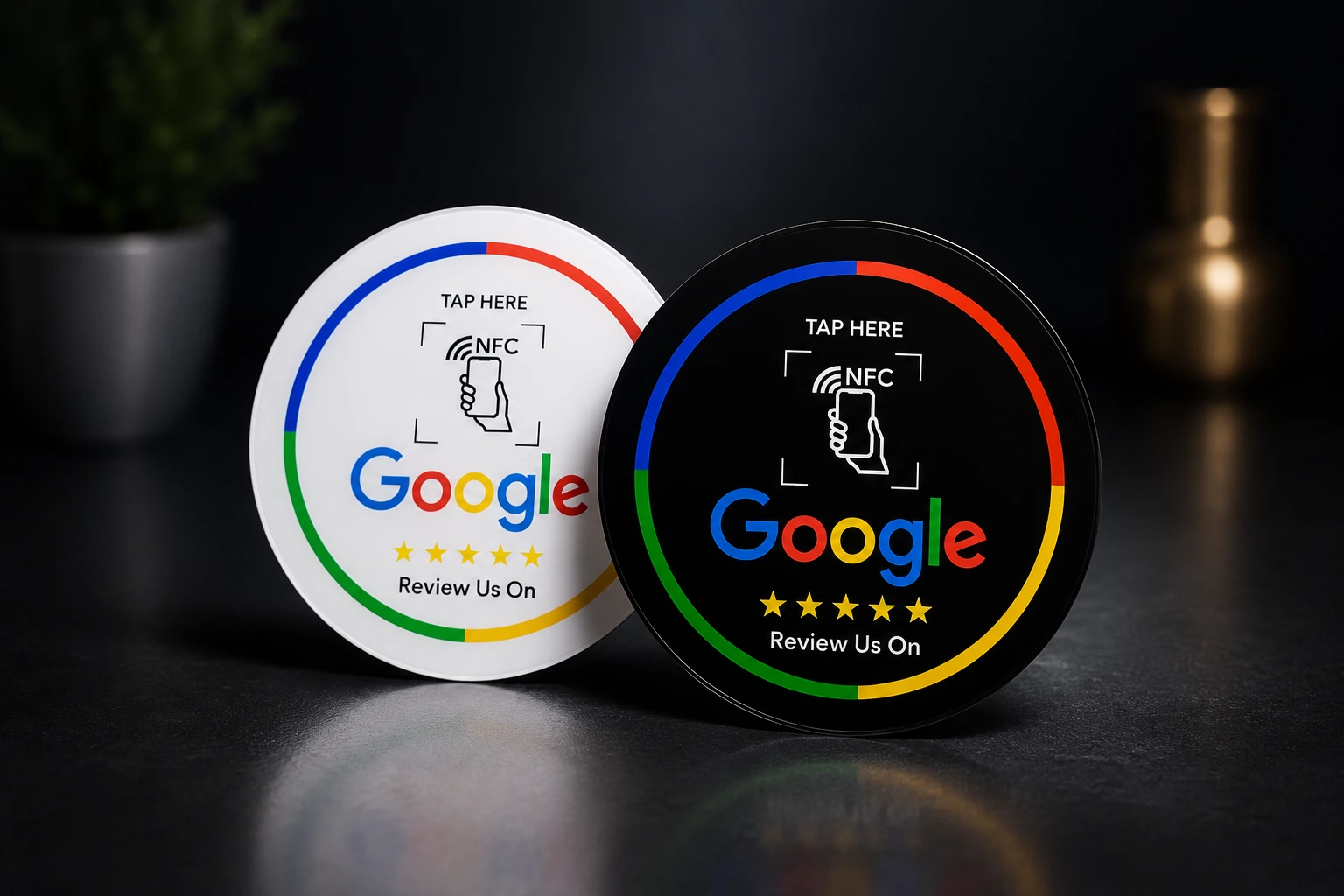 Circular Google review NFC tag